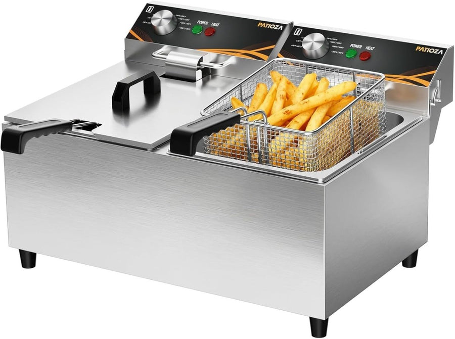 16L Double Deep Fat Fryer 6000W Commercial Electric Countertop Fryer - Kwikley