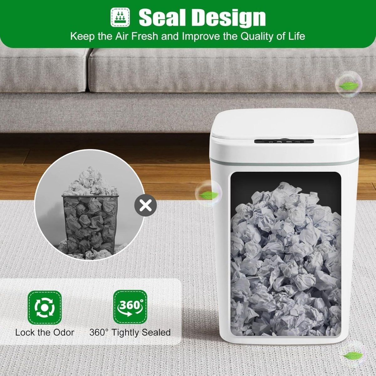 16L Touchless Trash Can Automatic Motion Sensor Kitchen Bin - Kwikley