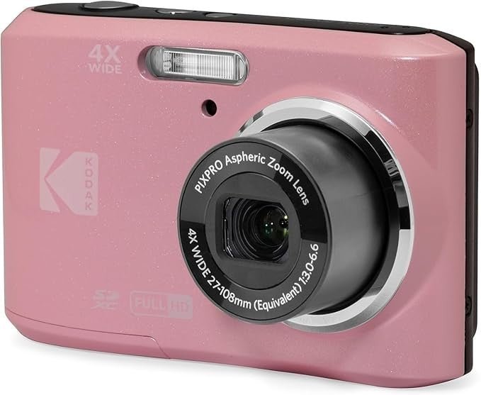 16MP Digital Camera 4X Optical Zoom 1080P HD Wide Angle Compact Pink - Kwikley