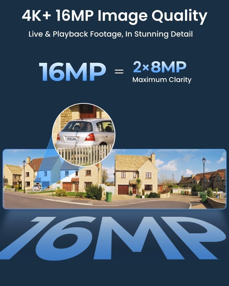 16MP PoE Security Camera 180° Panoramic Dual Lens AI Color Night Vision - Kwikley