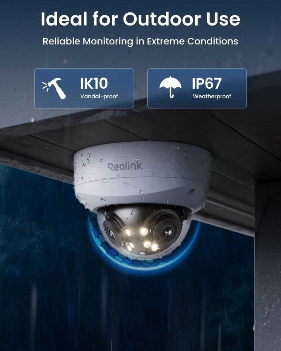 16MP PoE Security Camera 180° Panoramic Dual Lens AI Color Night Vision - Kwikley