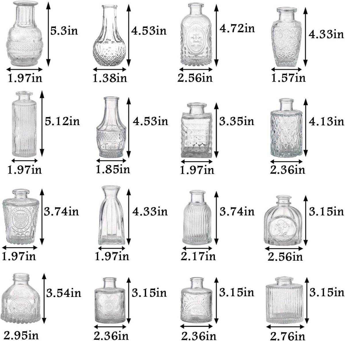 16pcs Clear Glass Bud Vases Wedding Table Centerpieces Mini Flower Decor - Kwikley