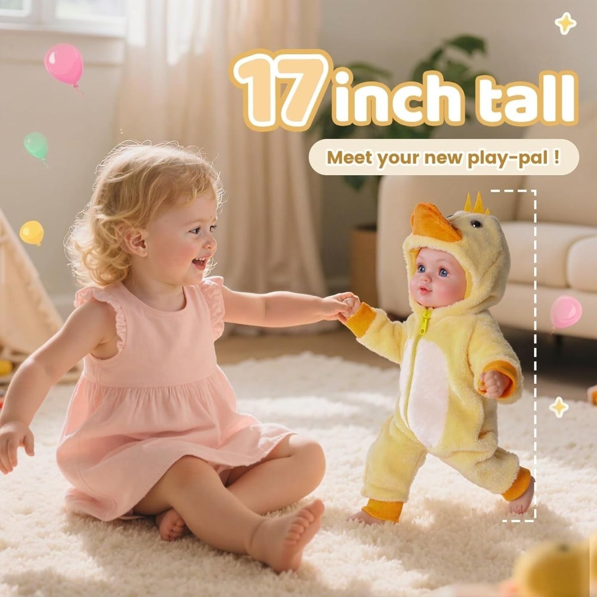 17 Inch Lifelike Baby Doll Soft Body w Clothes Accessories Gift - Kwikley