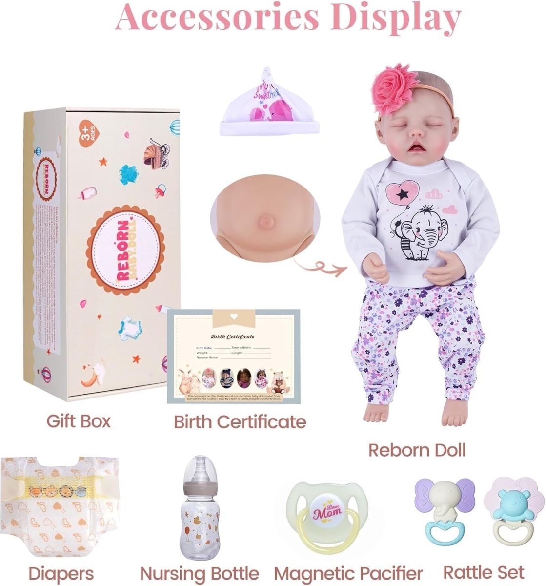 17 Inch Reborn Baby Doll Full Vinyl Soft Body Realistic Gift Set - Kwikley