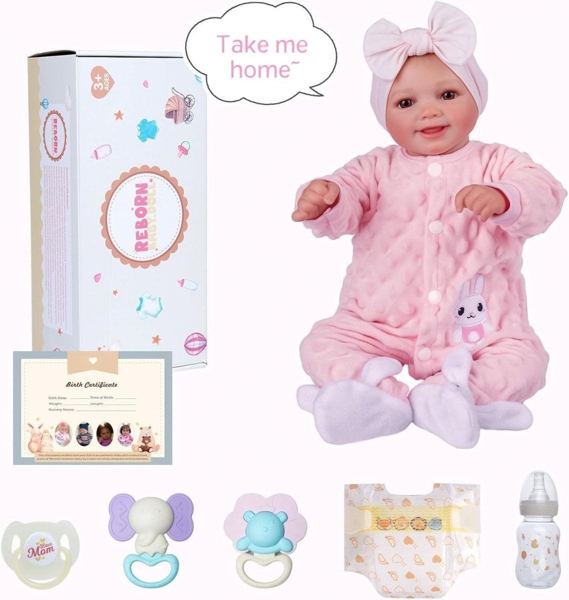 17 Inch Reborn Baby Doll Open Eyes Soft Cloth Body Realistic Girl - Kwikley