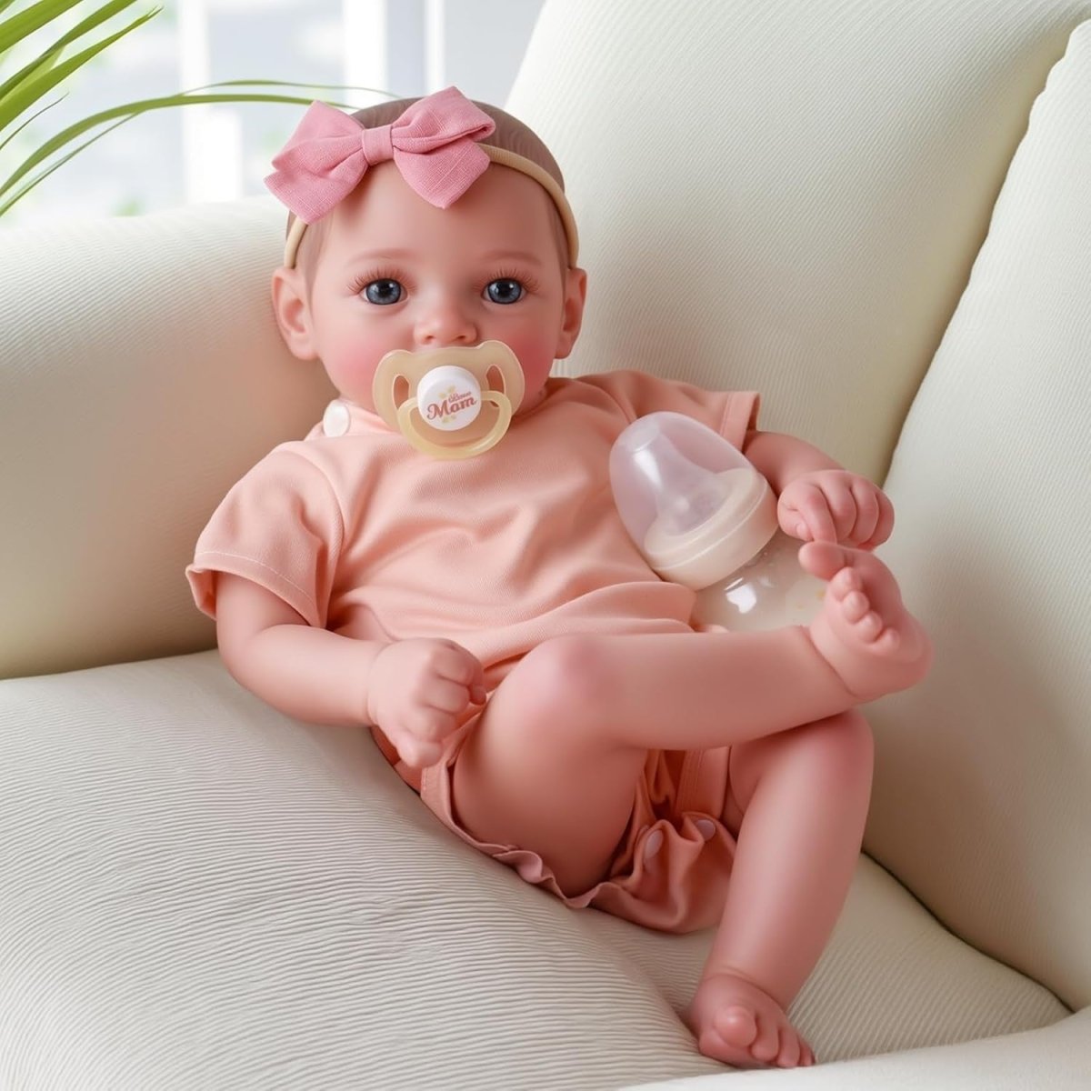 17 Inch Reborn Baby Doll Open Eyes Soft Cloth Body w Accessories - Kwikley