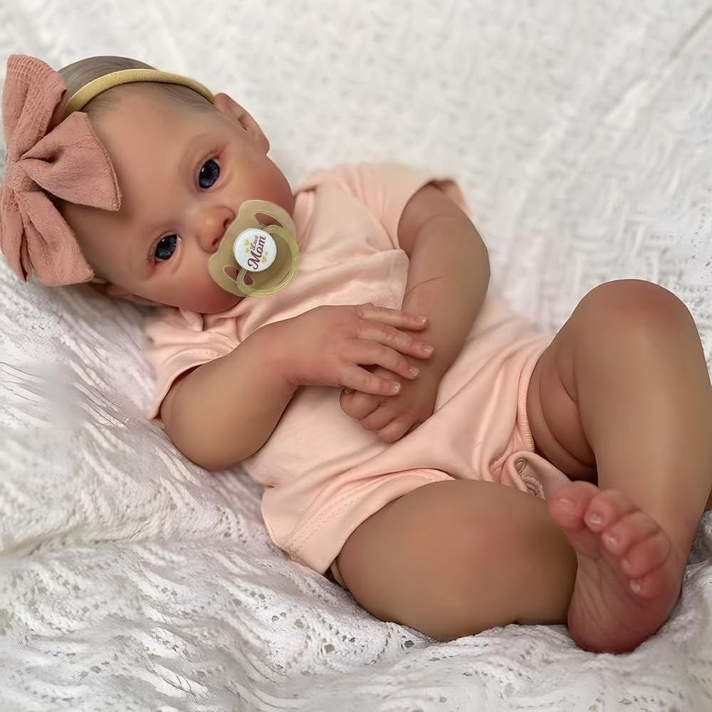17 Inch Reborn Baby Doll Open Eyes Soft Cloth Body w Accessories - Kwikley