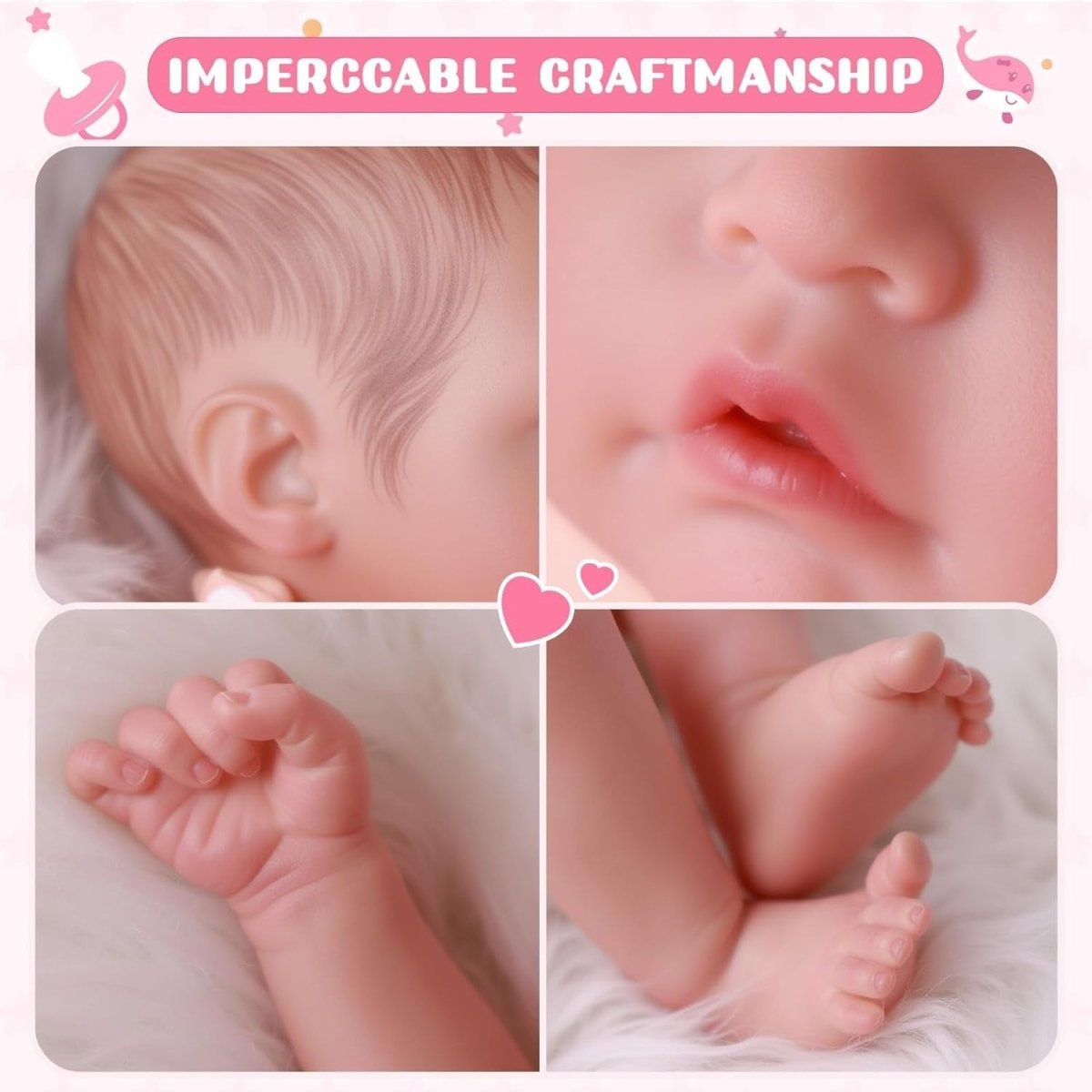 17 Inch Reborn Baby Doll Open Eyes Soft Cloth Body w Accessories - Kwikley