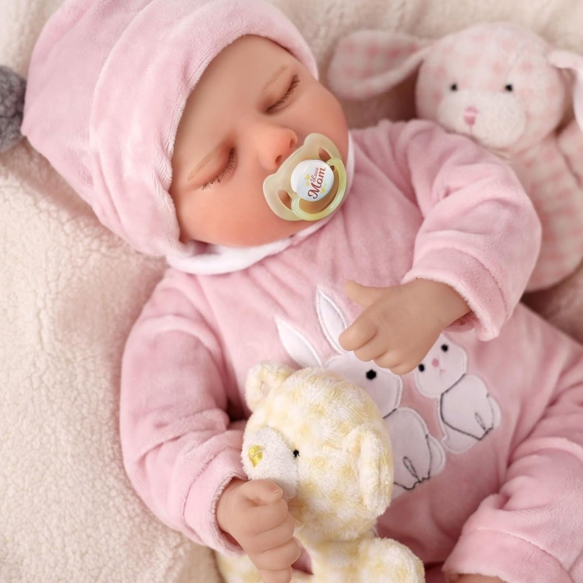 17 Inch Reborn Baby Doll Sleeping Full Vinyl Soft Body Pink Gift - Kwikley