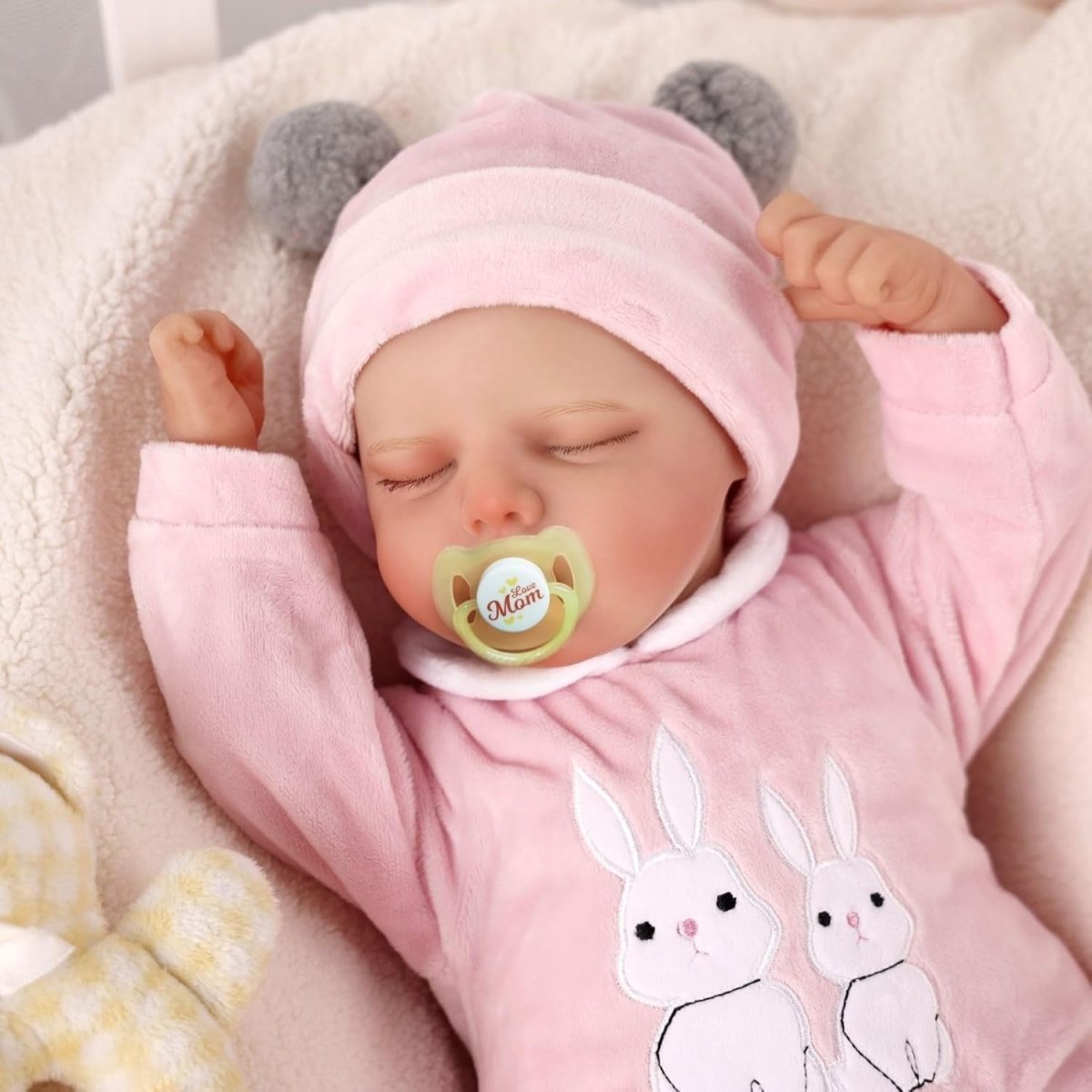 17 Inch Reborn Baby Doll Sleeping Full Vinyl Soft Body Pink Gift - Kwikley
