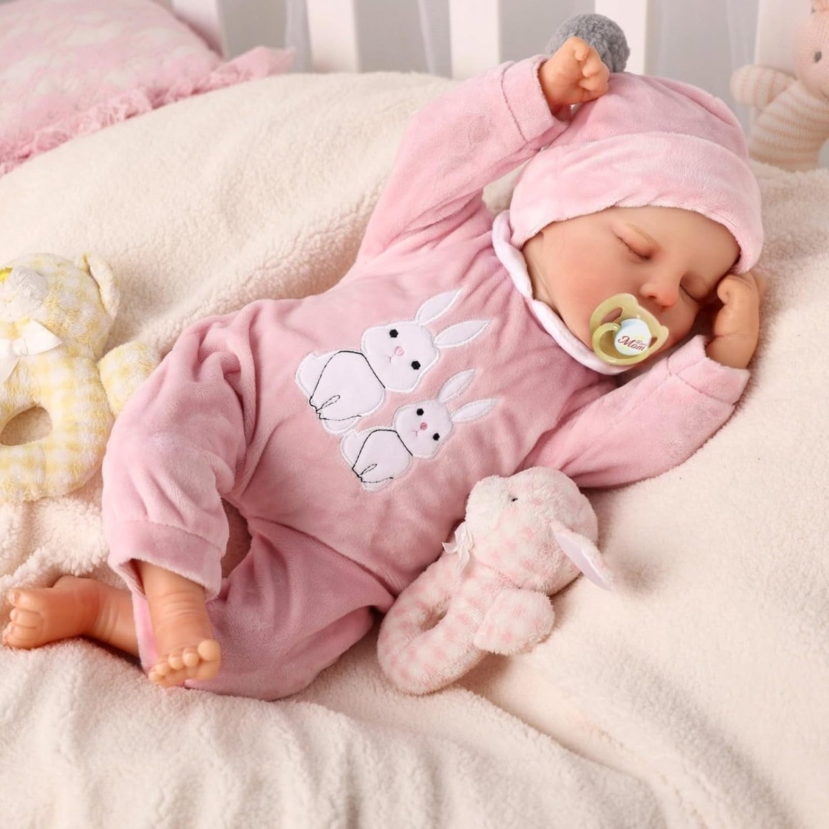 17 Inch Reborn Baby Doll Sleeping Full Vinyl Soft Body Pink Gift - Kwikley