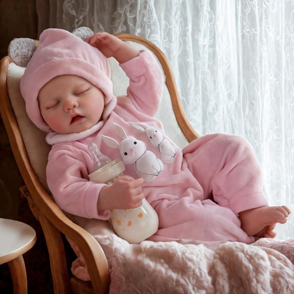 17 Inch Reborn Baby Doll Sleeping Full Vinyl Soft Body Pink Gift - Kwikley