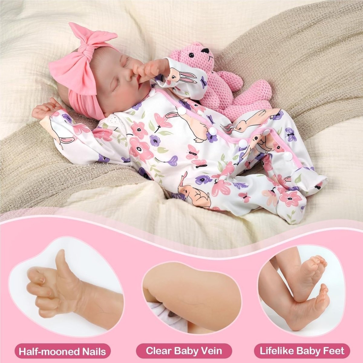 17 Inch Sleeping Reborn Baby Doll Soft Cloth Body Handmade Gift - Kwikley