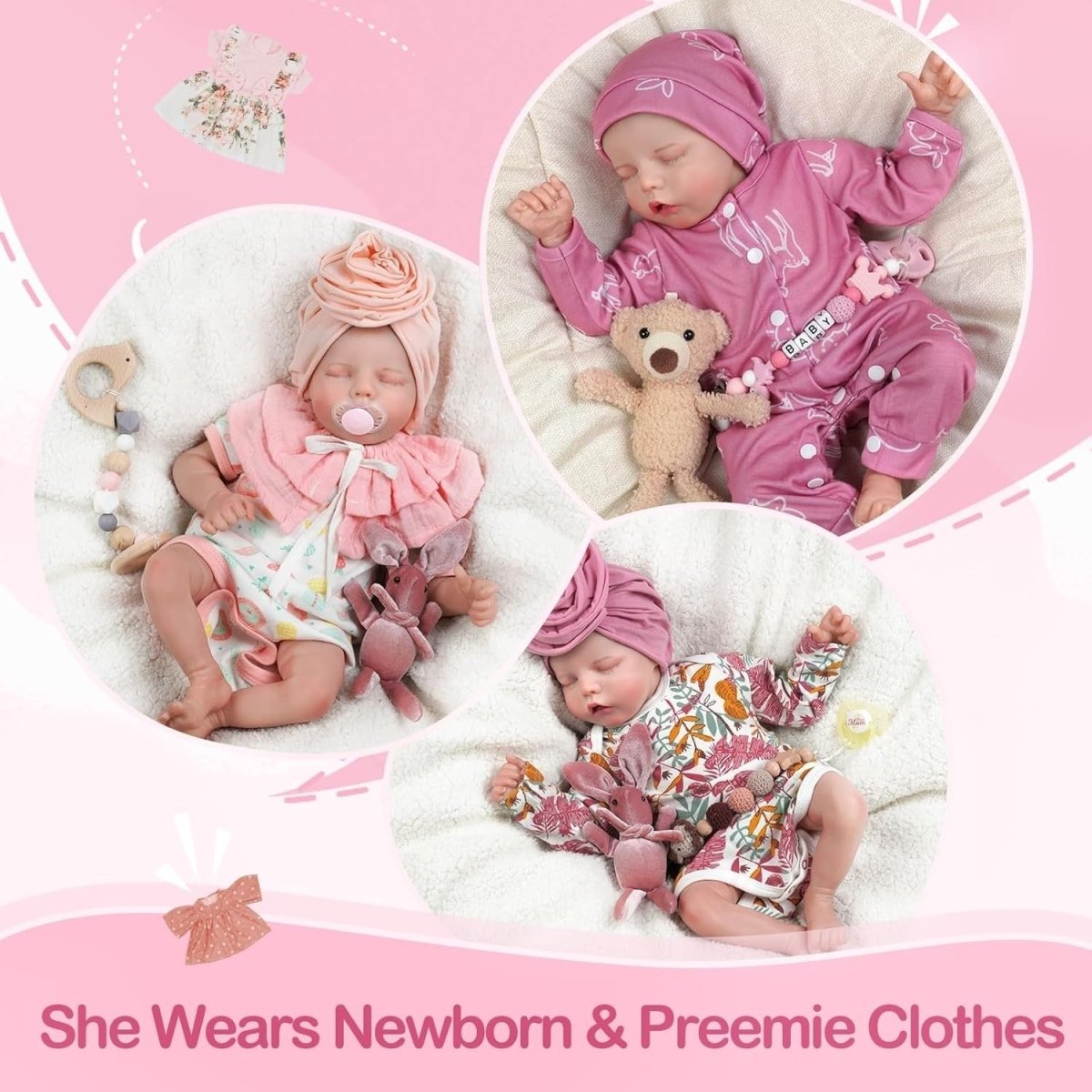 17 Inch Sleeping Reborn Baby Doll Soft Cloth Body Handmade Gift - Kwikley