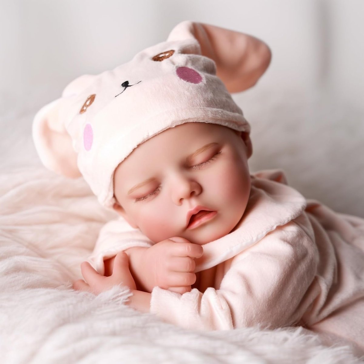 17 Inch Sleeping Reborn Baby Doll Soft Cloth Body Rabbit Outfit - Kwikley