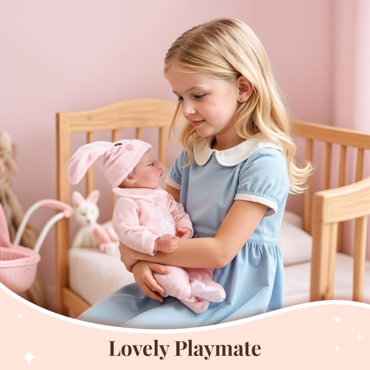 17 Inch Sleeping Reborn Baby Doll Soft Cloth Body Rabbit Outfit - Kwikley