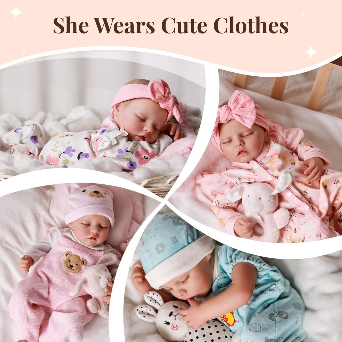 17 Inch Sleeping Reborn Baby Doll Soft Cloth Body Rabbit Outfit - Kwikley