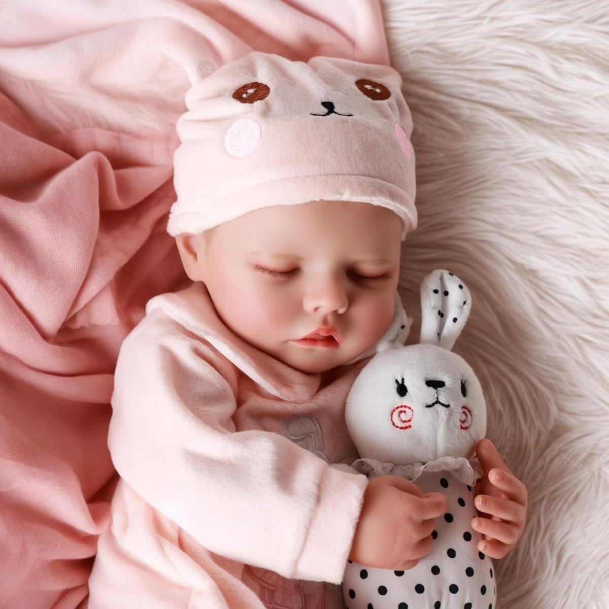 17 Inch Sleeping Reborn Baby Doll Soft Cloth Body Rabbit Outfit - Kwikley