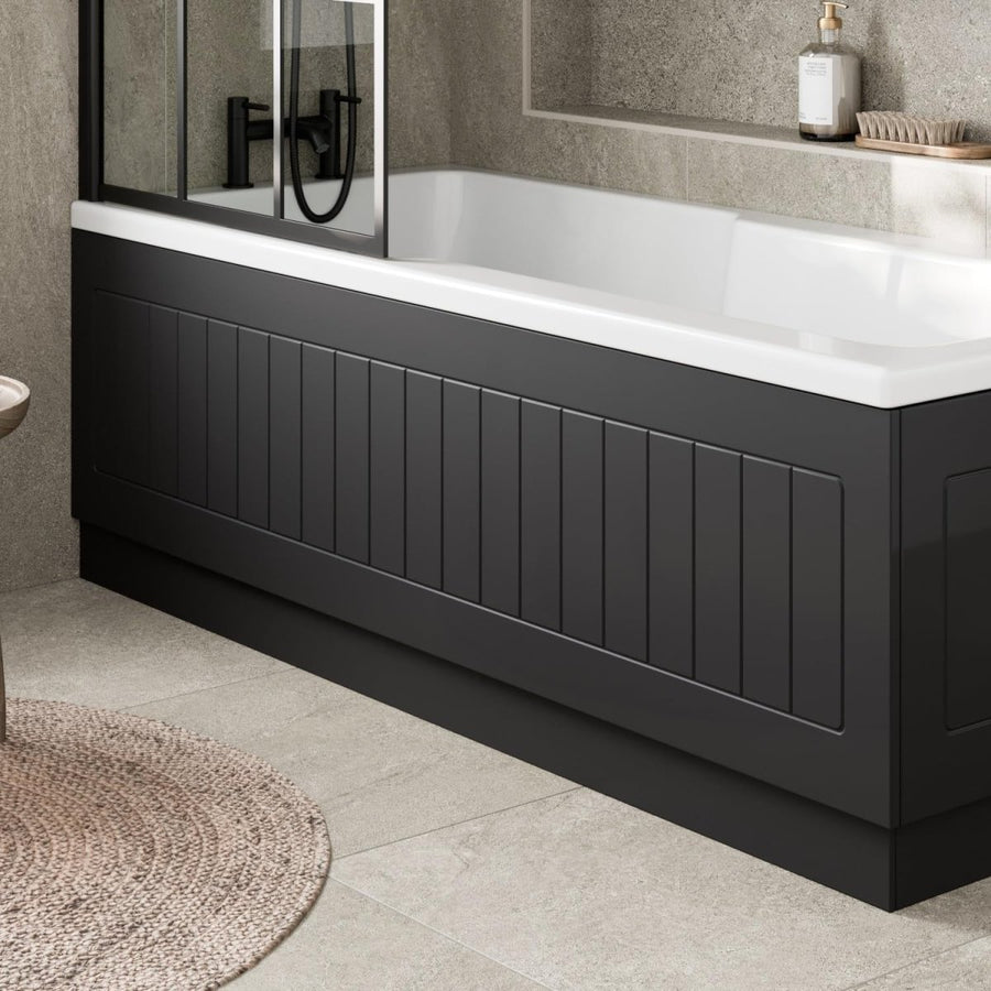 1700mm Black Gloss MDF Front Bath Panel Tongue & Groove with Adjustable Plinth - Kwikley