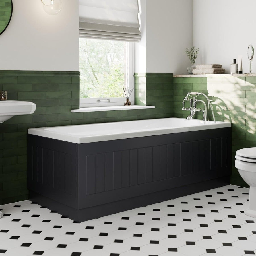 1700mm Side & 700mm End Black Gloss MDF Bath Panels Tongue & Groove - Kwikley