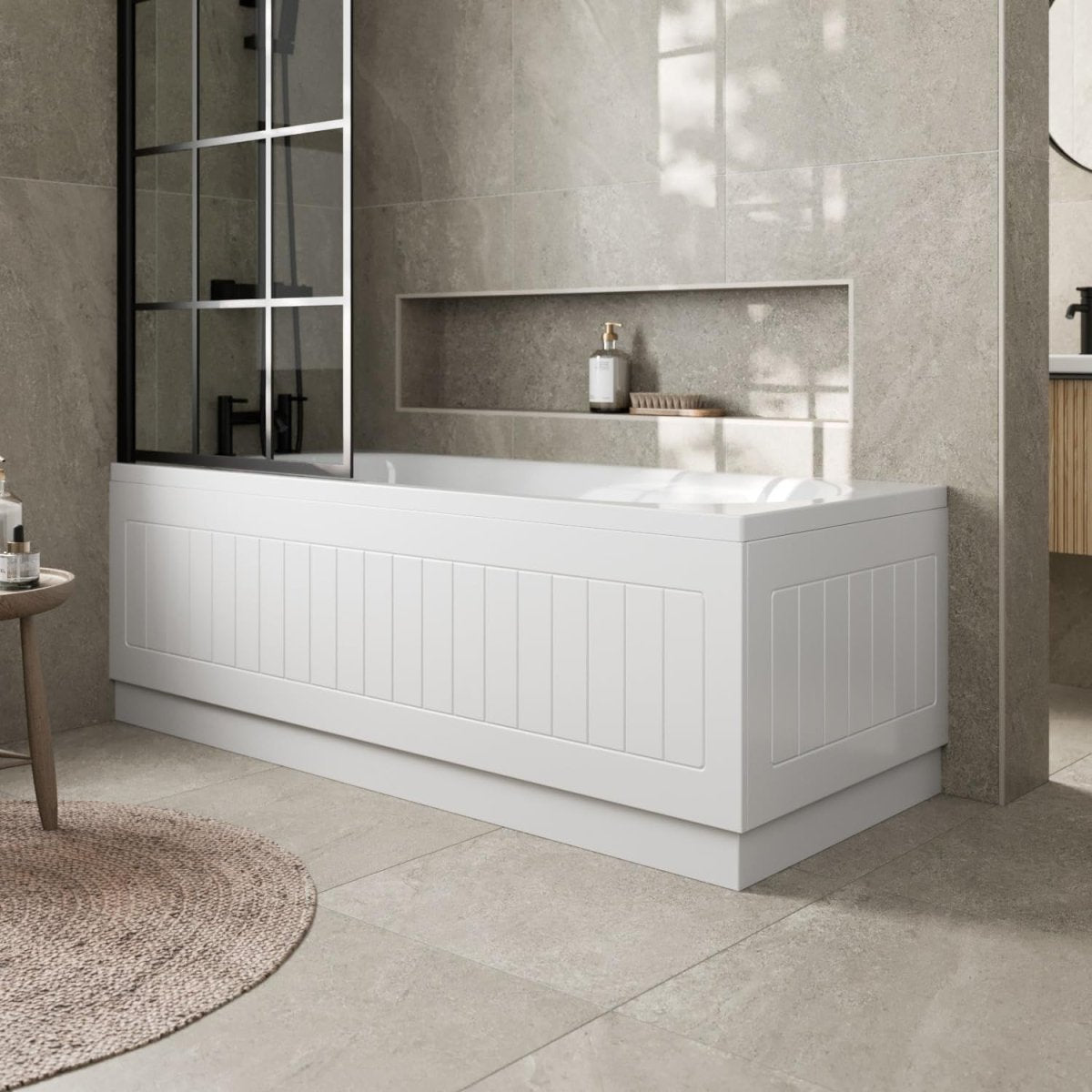1700mm Side & 700mm End White MDF Bath Panels with Adjustable Plinth - Kwikley