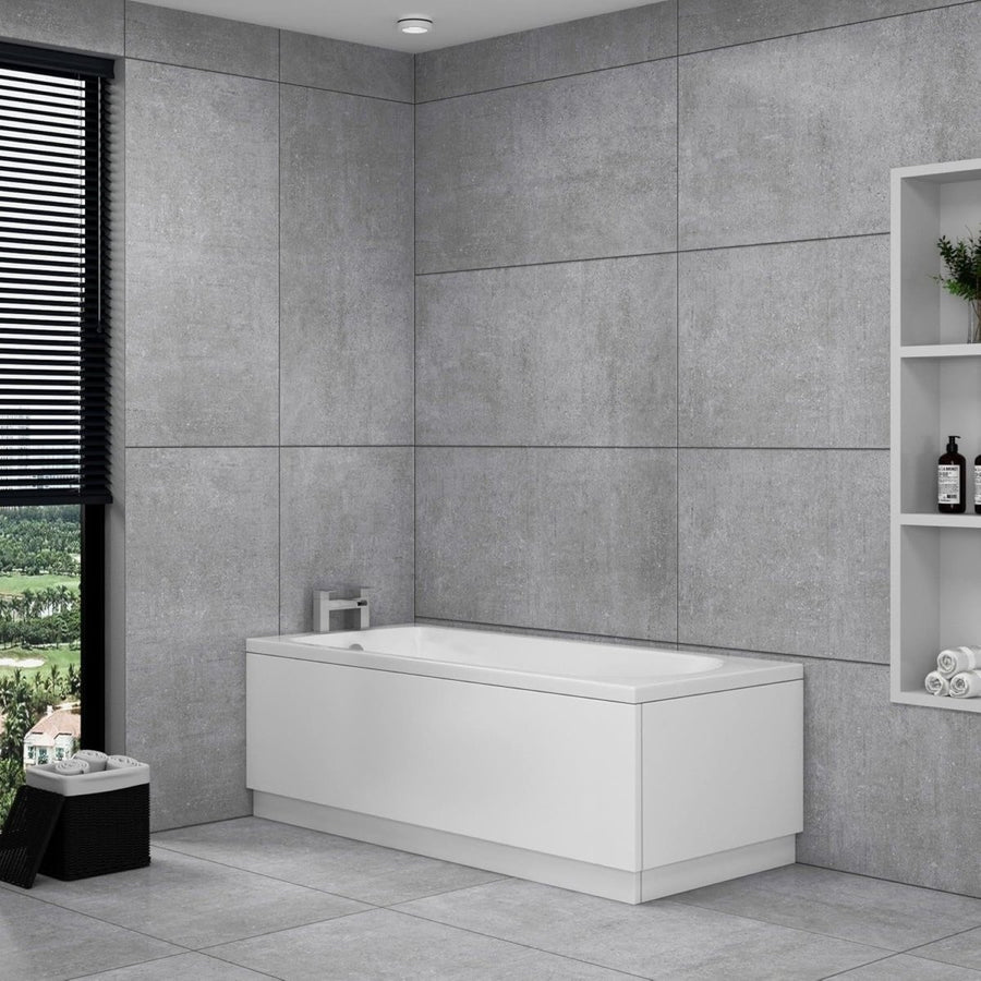 1700x700mm Designer Single Ended Acrylic Bath Tub White Curved Soaking Spa - Kwikley
