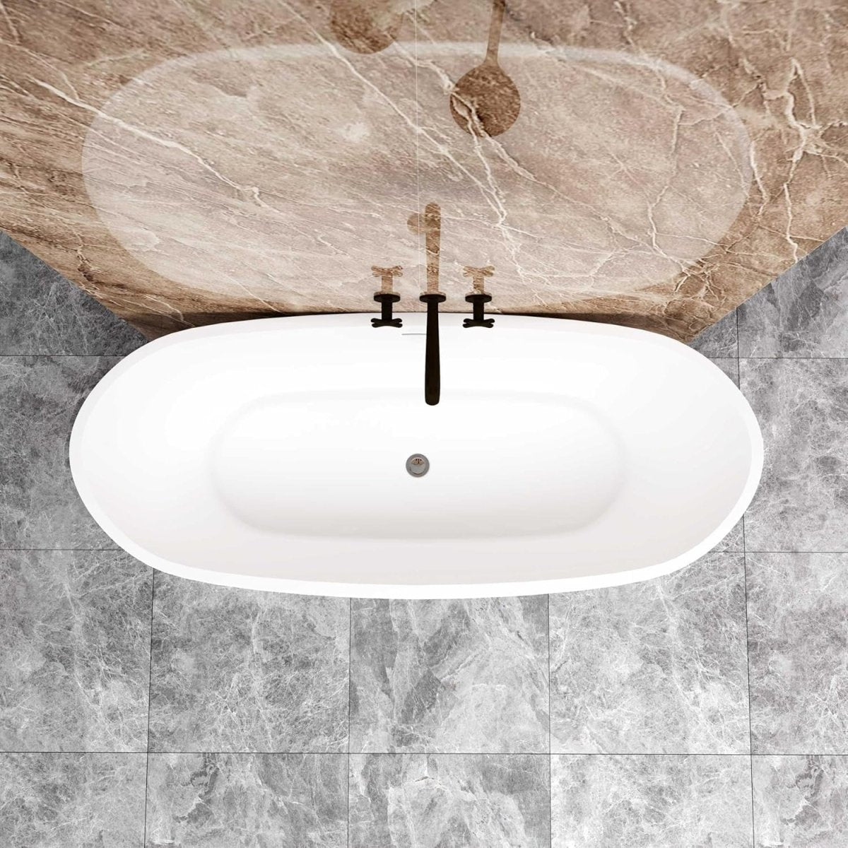 1700x720mm Modern Freestanding Double Ended Bath Tub Gloss Acrylic Spa - Kwikley