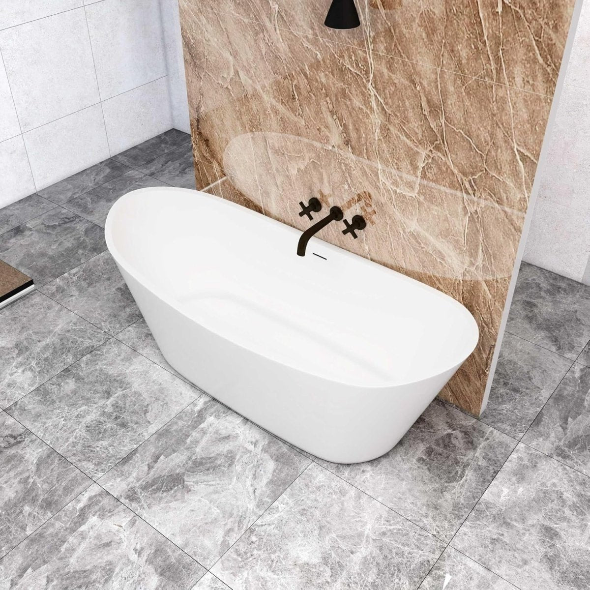 1700x720mm Modern Freestanding Double Ended Bath Tub Gloss Acrylic Spa - Kwikley