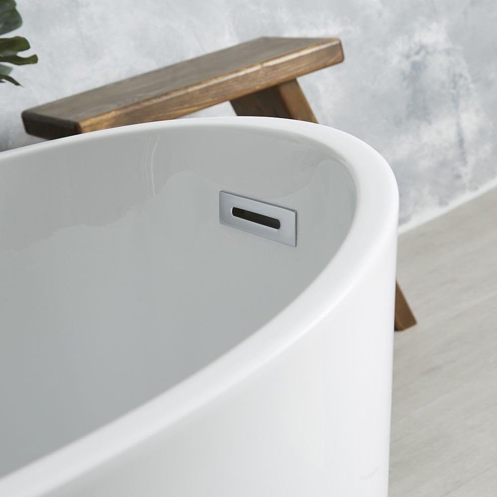 1700x750mm Freestanding Single Ended Slipper Bath White Acrylic w/ Chrome Waste - Kwikley