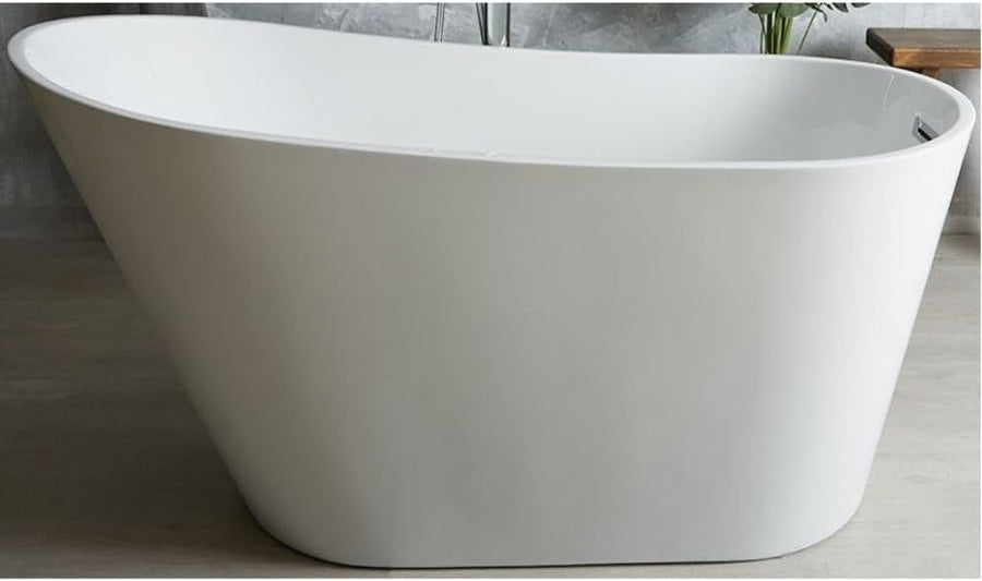 1700x750mm Freestanding Single Ended Slipper Bath White Acrylic w/ Chrome Waste - Kwikley