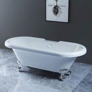 1700x750mm Traditional Freestanding Roll Top Bath Acrylic Chrome Claw Feet - Kwikley