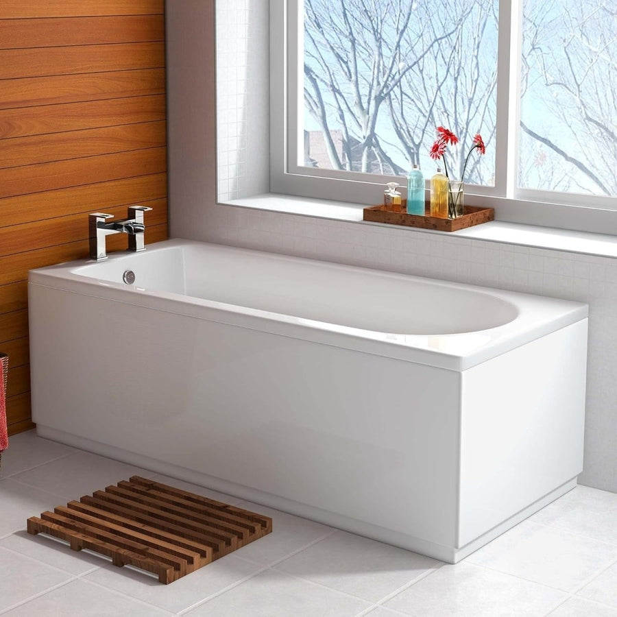 1700x750mm White Modern Single Ended Freestanding Acrylic Bath with Feet - Kwikley