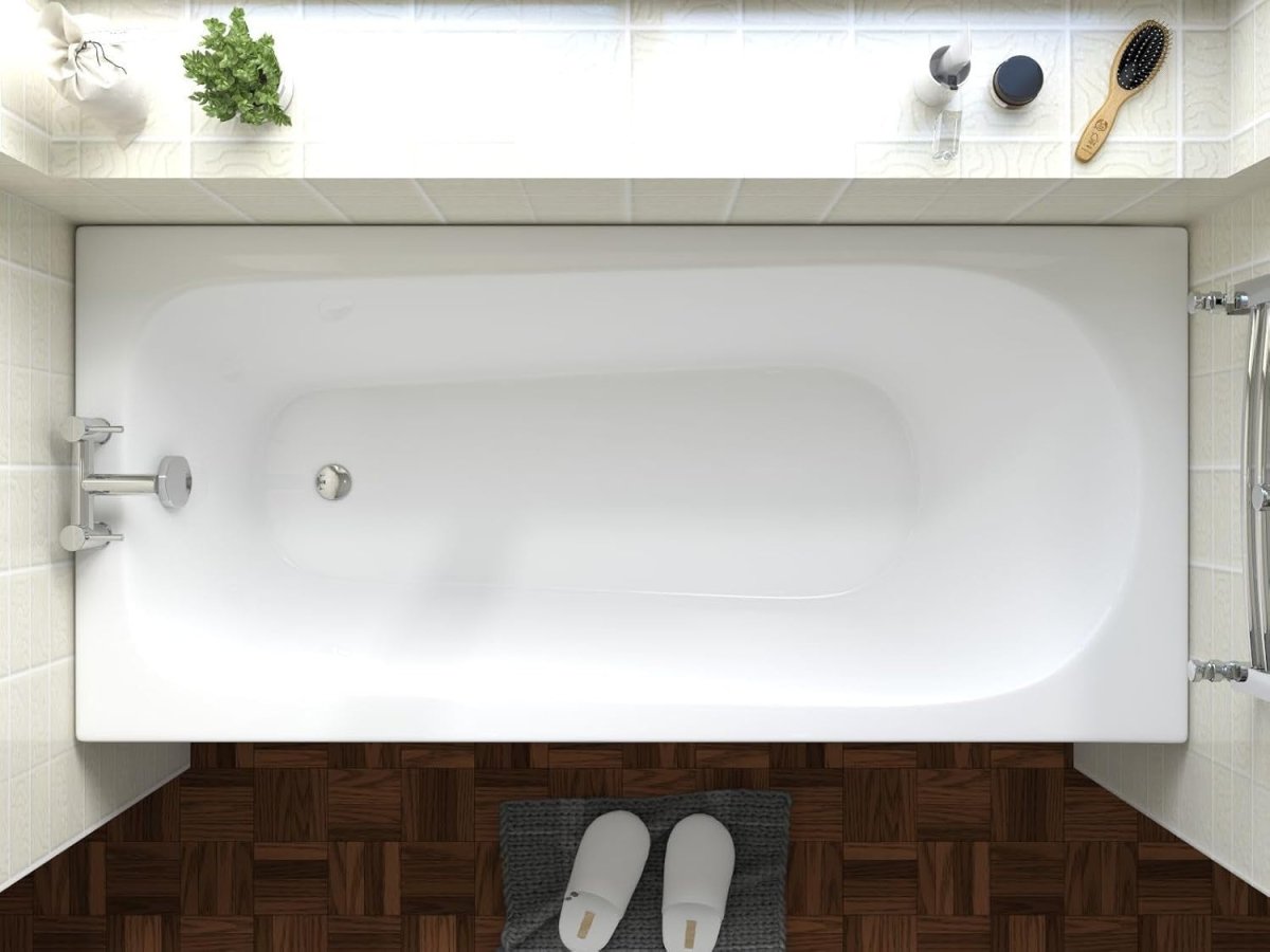 1700x750mm White Modern Single Ended Freestanding Acrylic Bath with Feet - Kwikley