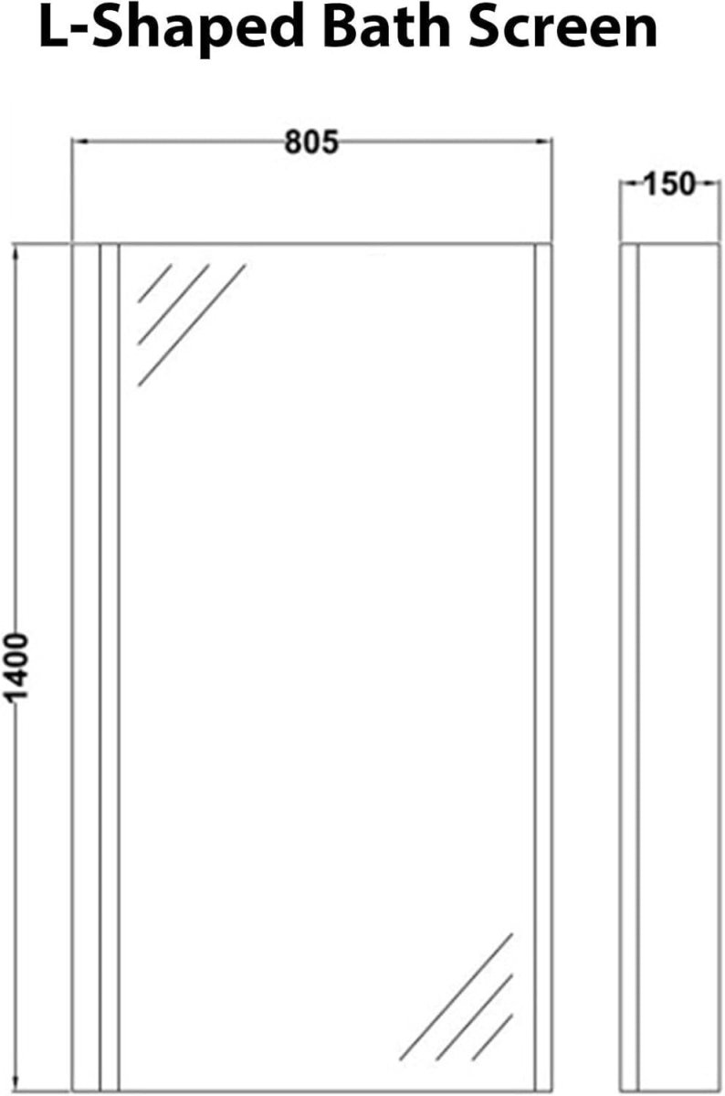 1700x850mm Right - Hand L - Shaped Shower Bath with Glass Shower Screen - Kwikley