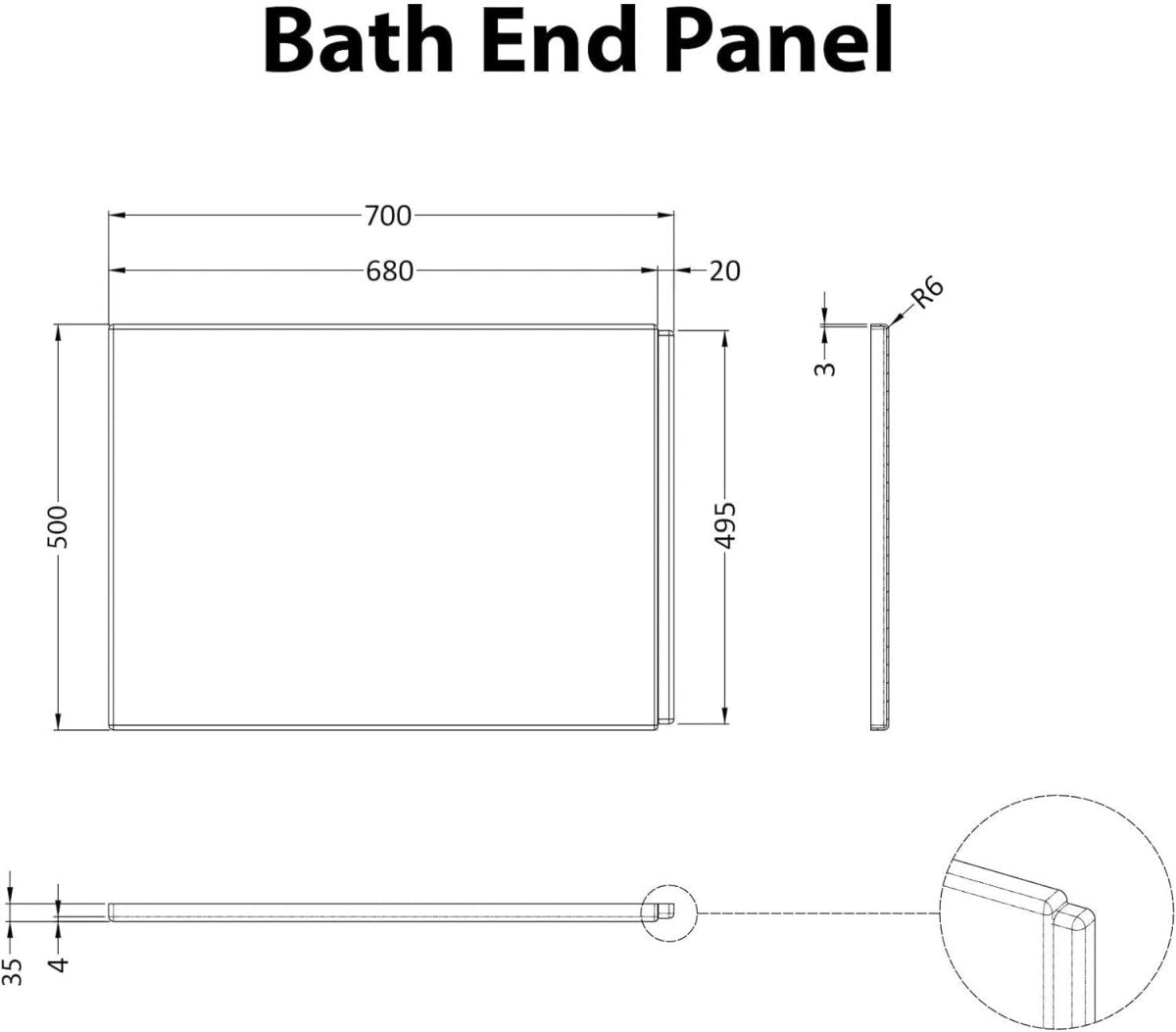 1700x850mm Right Hand P - Shaped Acrylic Shower Bath with Panels & Glass Screen - Kwikley