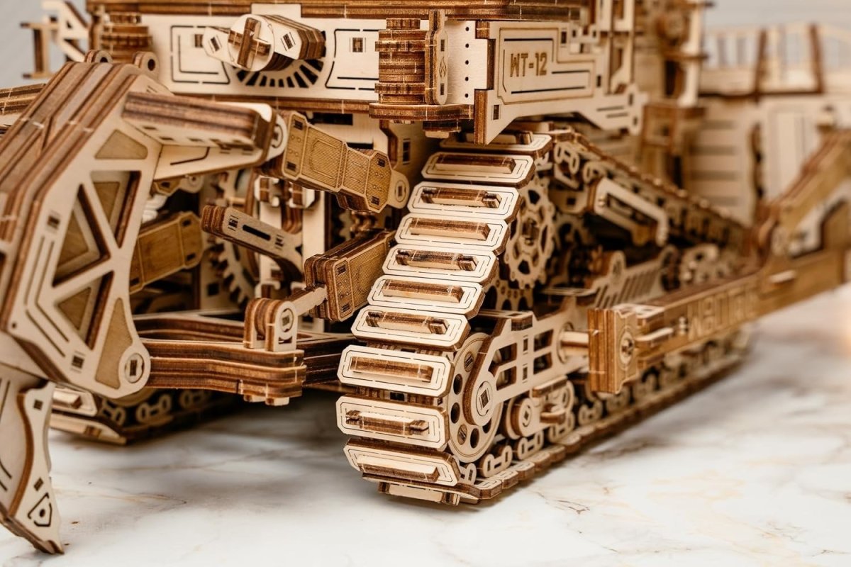 1715pc Wooden Bulldozer Model Kit Mechanical 3D Puzzle Moving Tracks - Kwikley