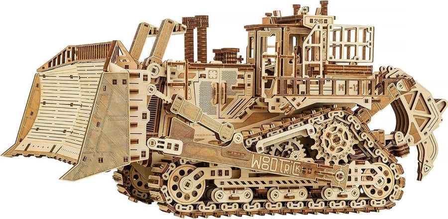 1715pc Wooden Bulldozer Model Kit Mechanical 3D Puzzle Moving Tracks - Kwikley