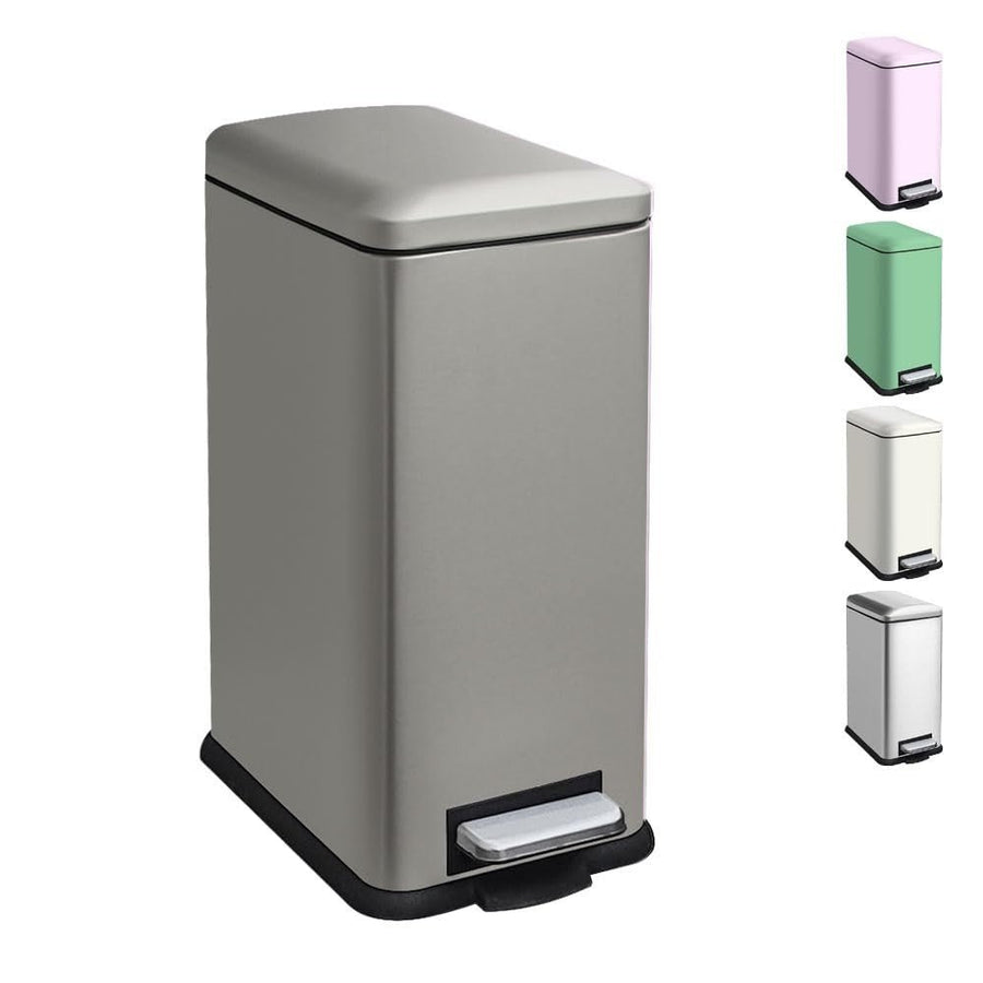 17L Kitchen Pedal Bin Soft Close Stainless Steel Grey - Kwikley