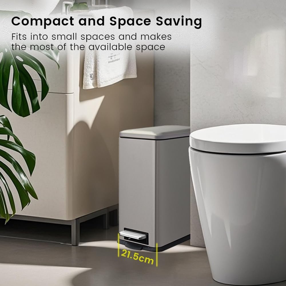 17L Kitchen Pedal Bin Soft Close Stainless Steel Grey - Kwikley
