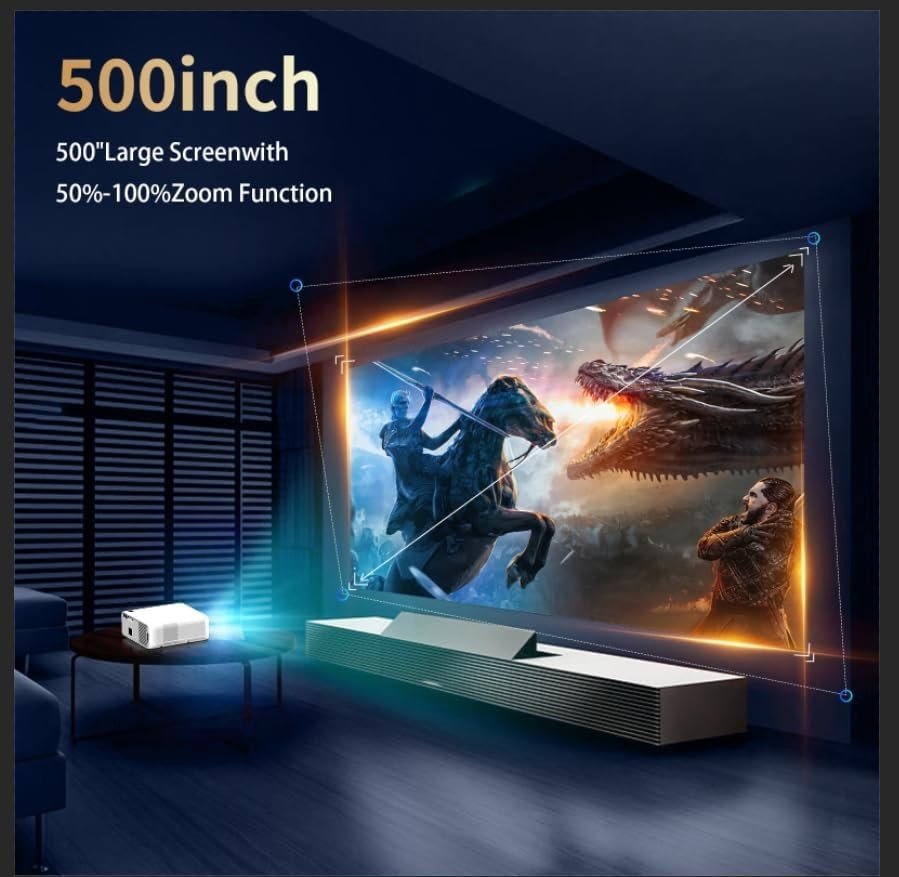 1800 ANSI 4K Outdoor Smart Projector WiFi Bluetooth Dolby 30W HDR10+ - Kwikley