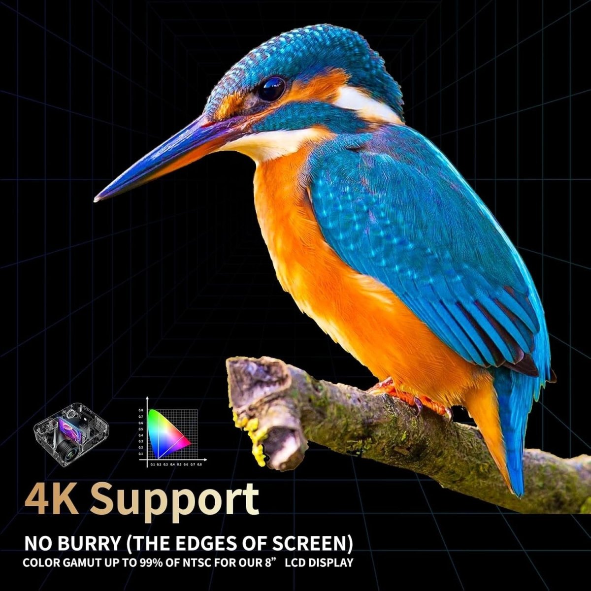 1800 ANSI 4K Outdoor Smart Projector WiFi Bluetooth Dolby 30W HDR10+ - Kwikley