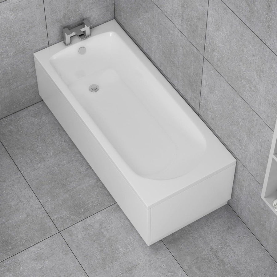 1800x800mm Designer Single Ended Acrylic Bath Tub White Curved Soaking Spa - Kwikley