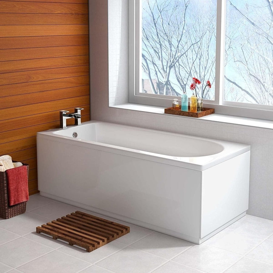 1800x800mm White Single Ended Freestanding Acrylic Bath Tub Glossy - Kwikley