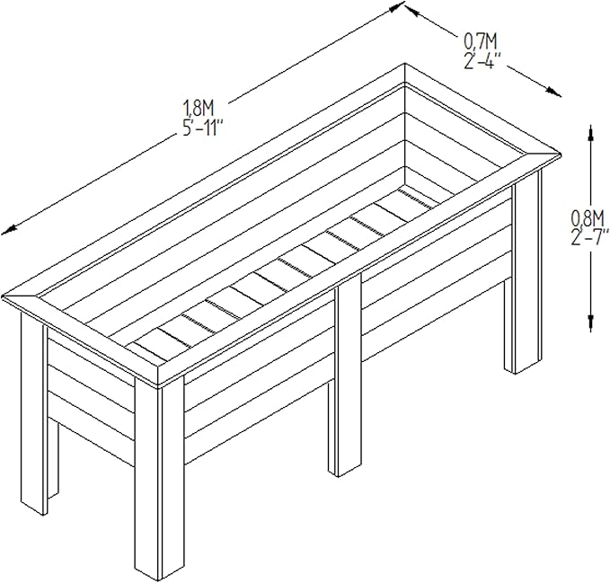 180cm Deep Root Wooden Planter Large Garden Bed 350L - Kwikley