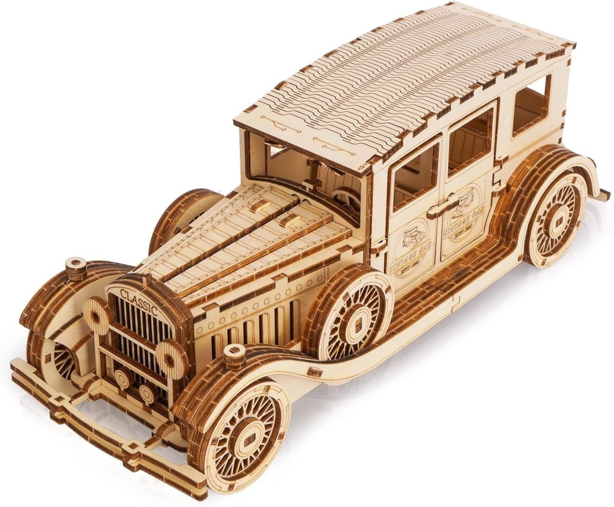 187pc Vintage Car 3D Wooden Puzzle DIY Mechanical Model Kit Build - Kwikley