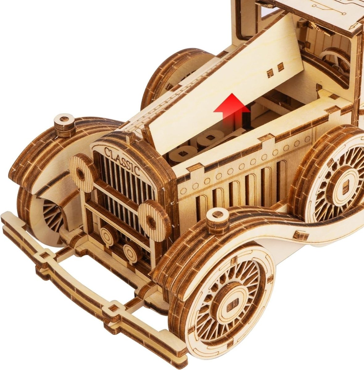 187pc Vintage Car 3D Wooden Puzzle DIY Mechanical Model Kit Build - Kwikley