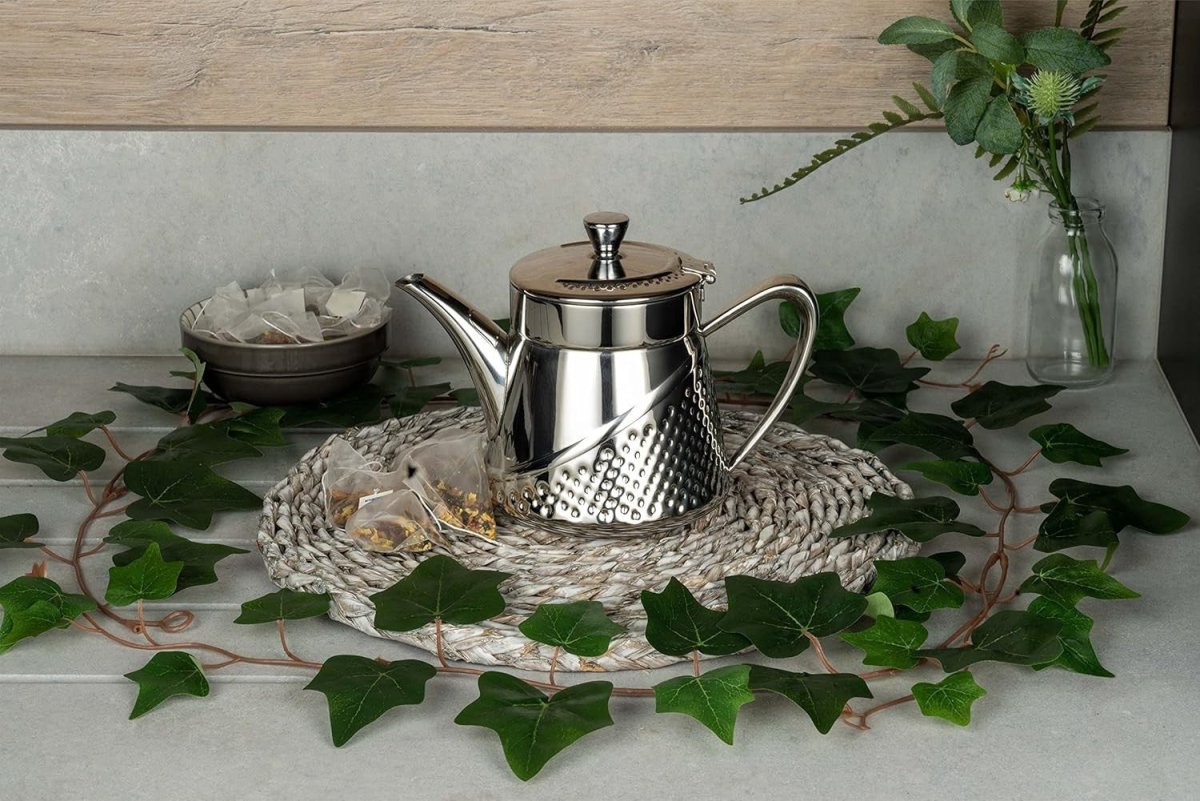 18oz Stainless Steel Teapot Non Drip Tea Pot Silver Cool Touch Handle - Kwikley