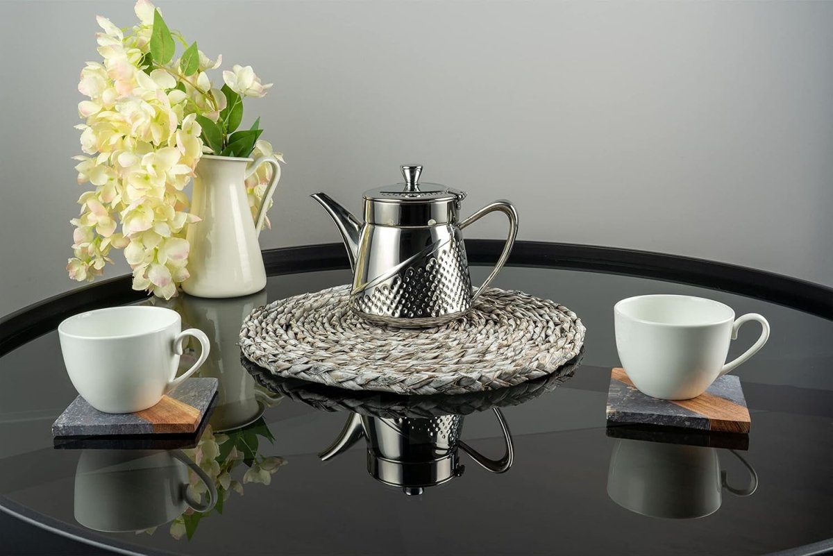 18oz Stainless Steel Teapot Non Drip Tea Pot Silver Cool Touch Handle - Kwikley