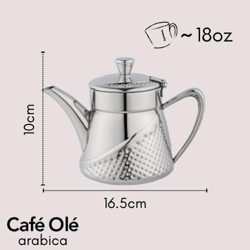 18oz Stainless Steel Teapot Non Drip Tea Pot Silver Cool Touch Handle - Kwikley