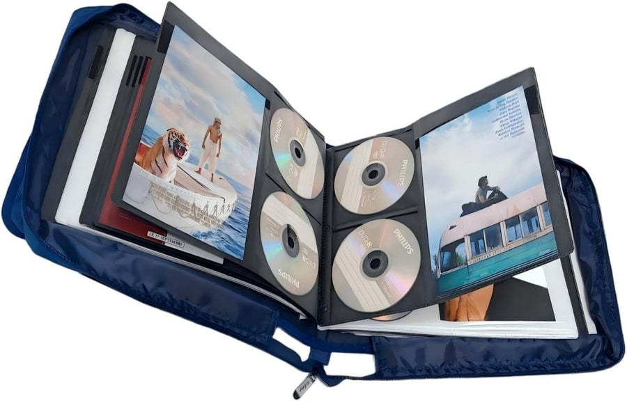 192 Disc DVD CD Storage Wallet Case Binder Blu Ray Organizer Album Blue - Kwikley